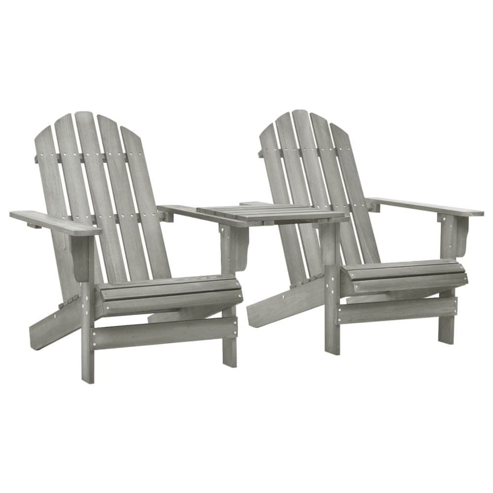 Petromila vidaXL Záhradné stoličky Adirondack+stolík, jedľový masív, sivé